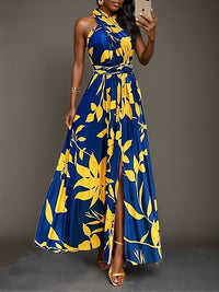 Beautiedoll Printed Halter Maxi Dress