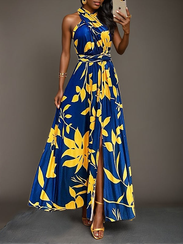 Printed Halter Maxi Dress