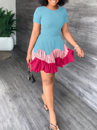 Beautiedoll Colorblock Ruffle Dress