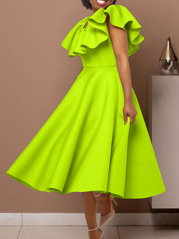 Beautiedoll Solid Flounce Dress