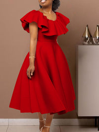 Beautiedoll Solid Flounce Dress