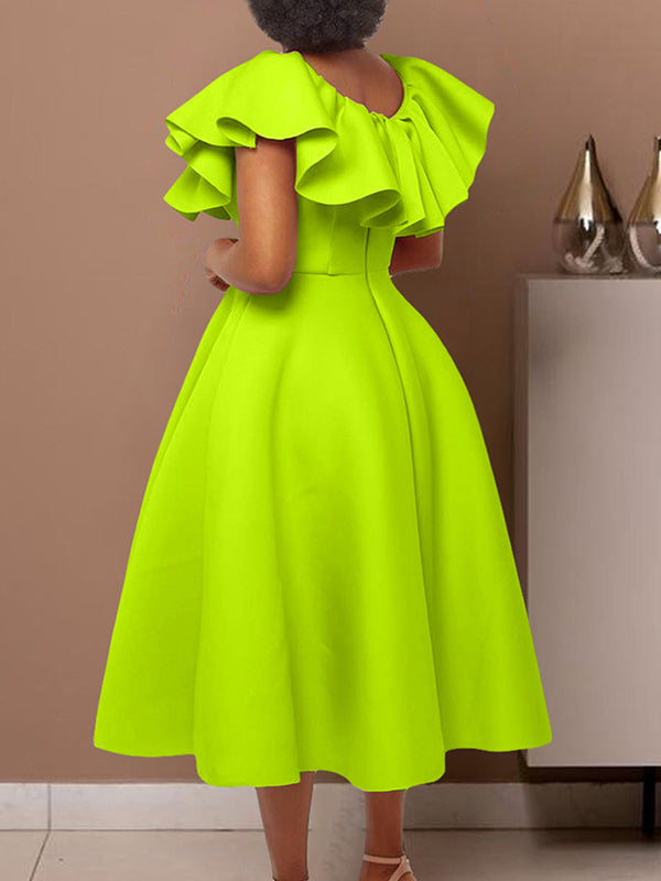 Beautiedoll Solid Flounce Dress