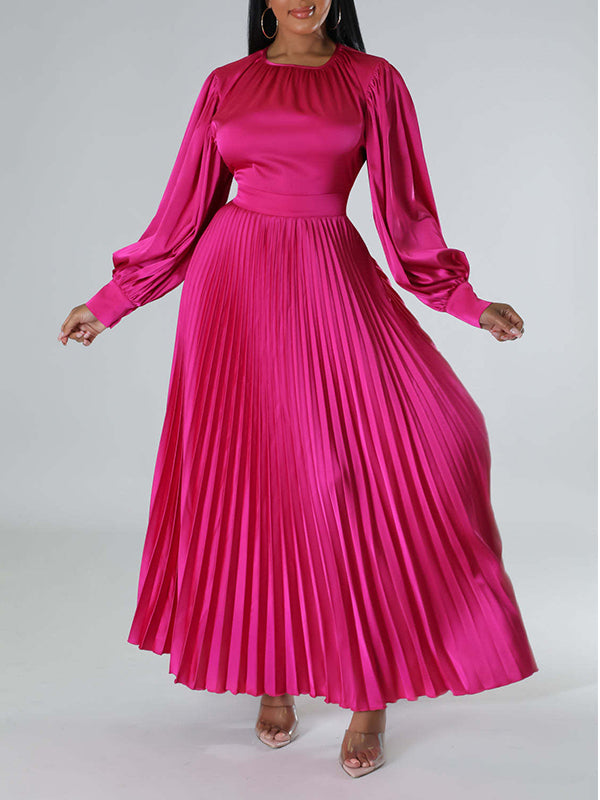 Solid Pleated Dress