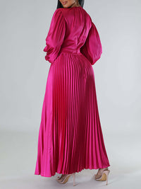 Solid Pleated Dress