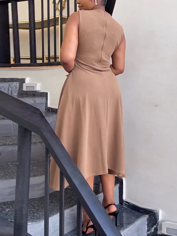 Beautiedoll Solid Sleeveless Midi Dress