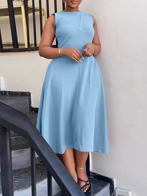 Beautiedoll Solid Sleeveless Midi Dress