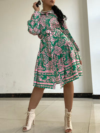 Beautiedoll Printed Tied Shirt Dress