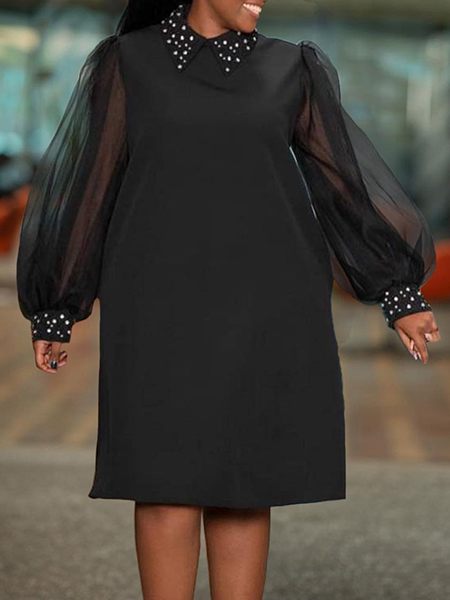 Beautiedoll Sheer-Sleeve Studded Dress