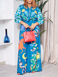 Beautiedoll Printed Shirt & Wide-Leg Pants Set