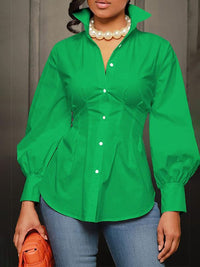 Beautiedoll Solid Gathered-Waist Shirt