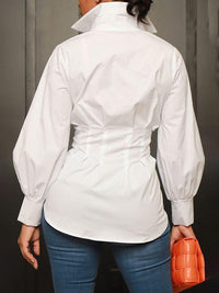 Beautiedoll Solid Gathered-Waist Shirt