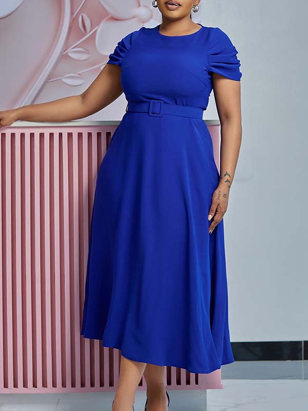 Beautiedoll Solid Belted Dress