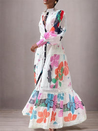 Beautiedoll Printed Belted Shirt Dress