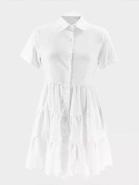 Beautiedoll Short-Sleeve Ruffle Shirt Dress