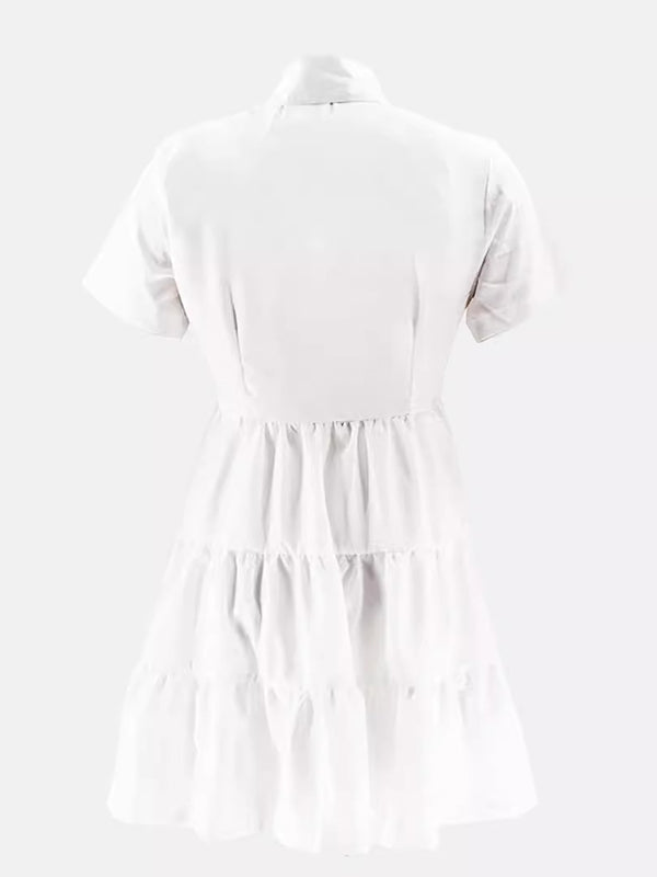 Beautiedoll Short-Sleeve Ruffle Shirt Dress