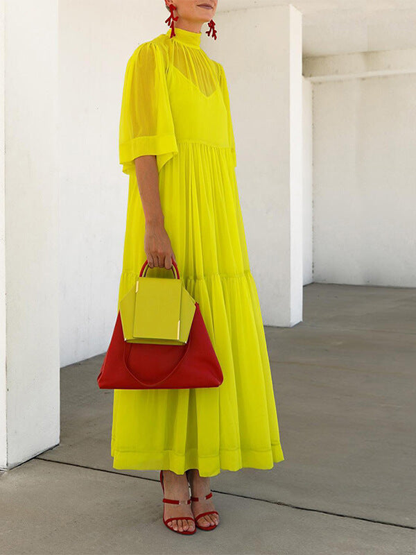 Solid Chiffon Maxi Dress