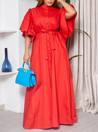 Beautiedoll Solid Tied Shirt Dress