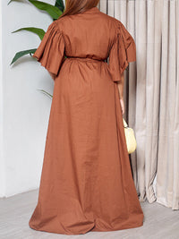 Beautiedoll Solid Tied Shirt Dress