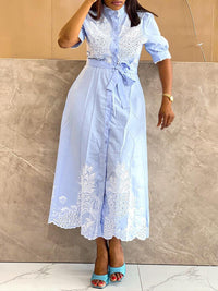 Beautiedoll Button-Front Tied Shirt Dress