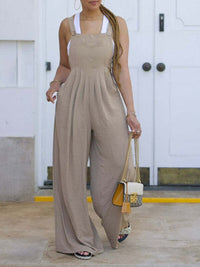 Beautiedoll Solid Wide-Leg Overalls