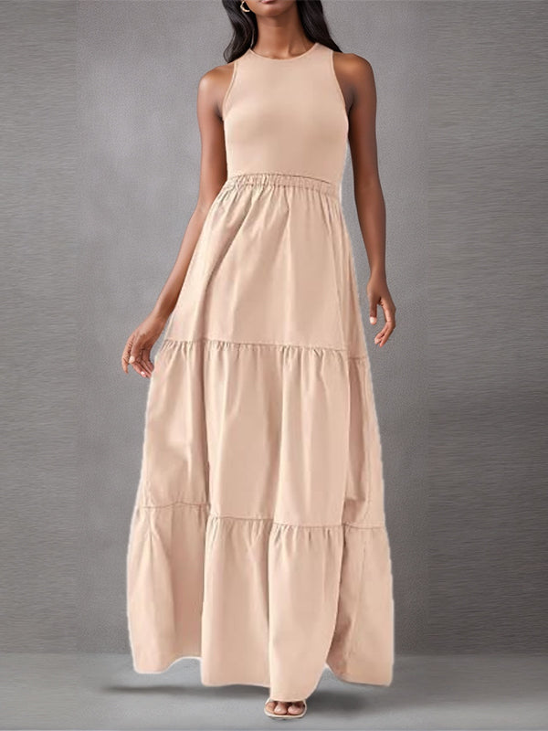 Beautiedoll Solid Ruffle Sleeveless Dress