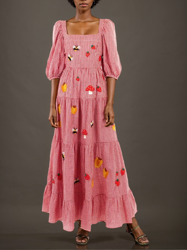 Embroidery Ruffle Dress