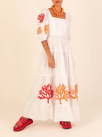 Embroidery Ruffle Dress