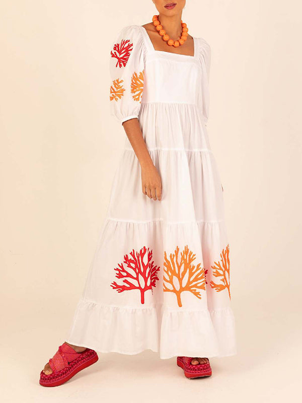 Embroidery Ruffle Dress