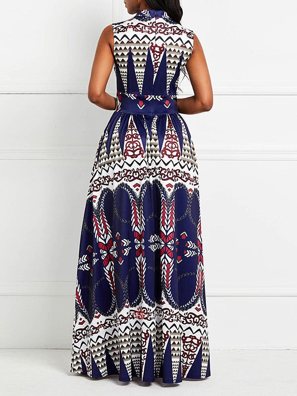 Beautiedoll Printed Sleeveless Maxi Dress