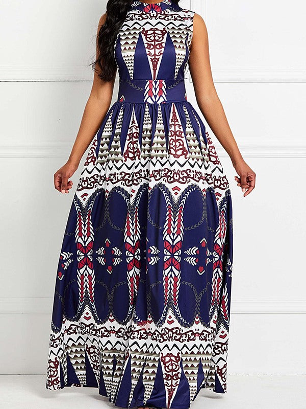 Printed Sleeveless Maxi Dress