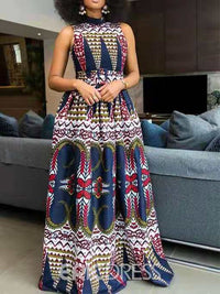 Beautiedoll Printed Sleeveless Maxi Dress