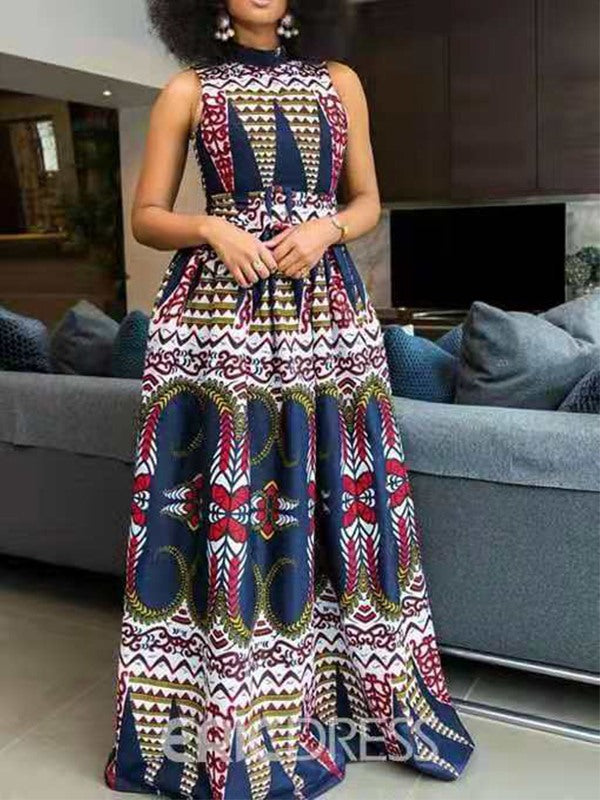 Printed Sleeveless Maxi Dress