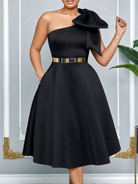 Solid One-Shoulder Dress