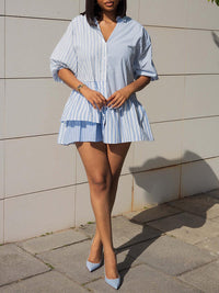 Stripe Combo Shirt Dress