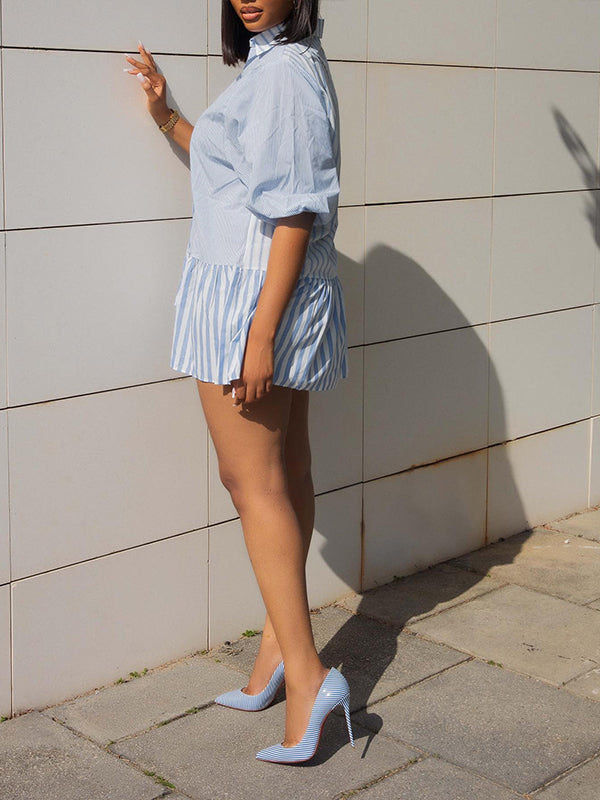 Stripe Combo Shirt Dress