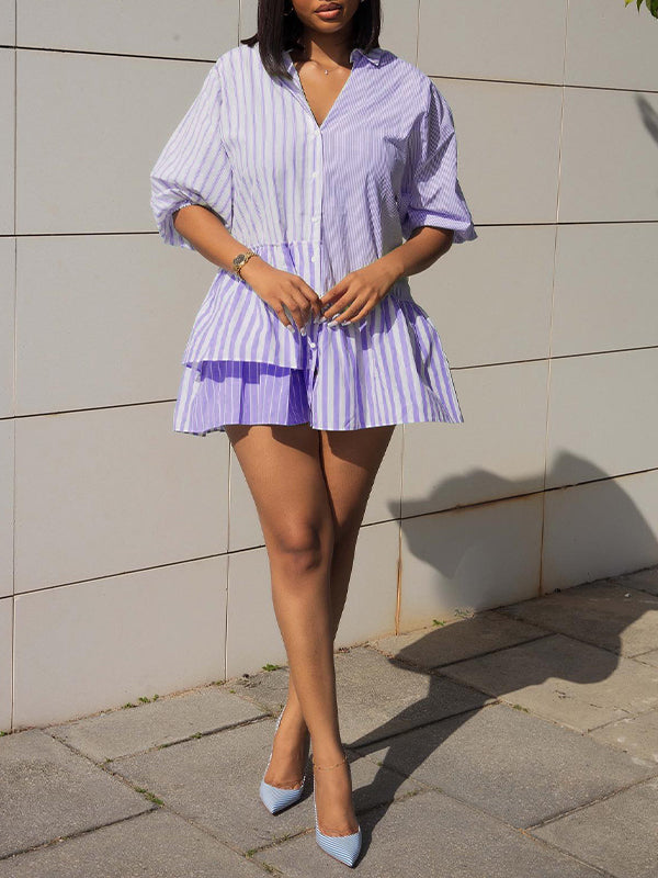 Stripe Combo Shirt Dress