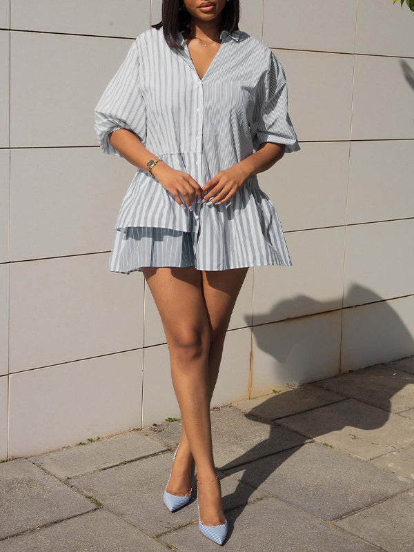 Stripe Combo Shirt Dress