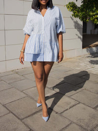 Stripe Combo Shirt Dress