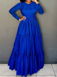 Beautiedoll Solid Ruffle Maxi Dress