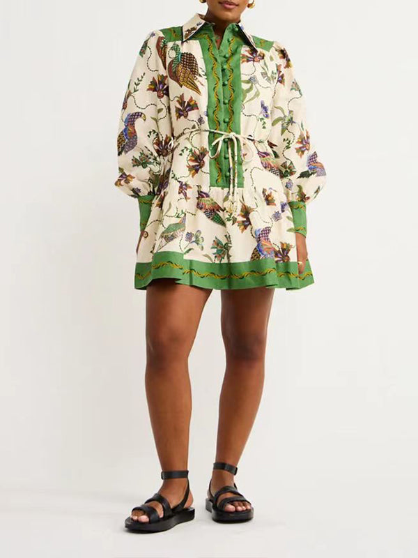 Printed Tied Shirt Dress