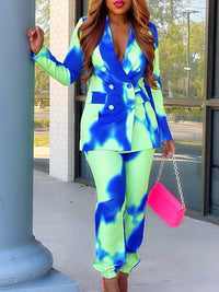 Printed Blazer & Pants Set