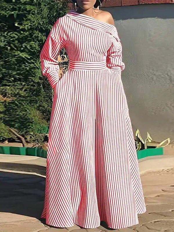 Stripe Boat-Neck Dress