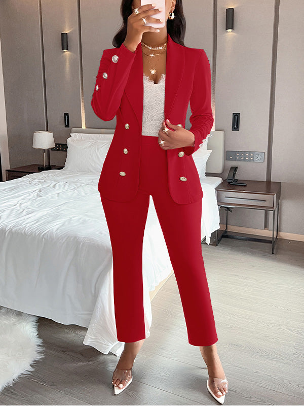 Double-Breasted Blazer & Pants Set