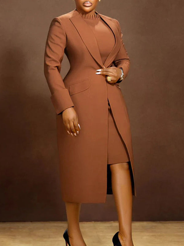 Solid Blazer & Dress Set