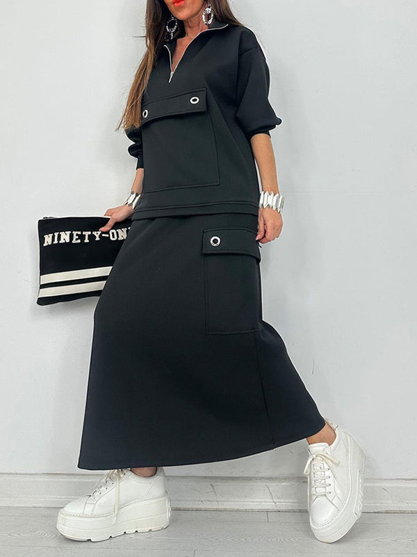 Zip Sweatshirt & Skirt Set