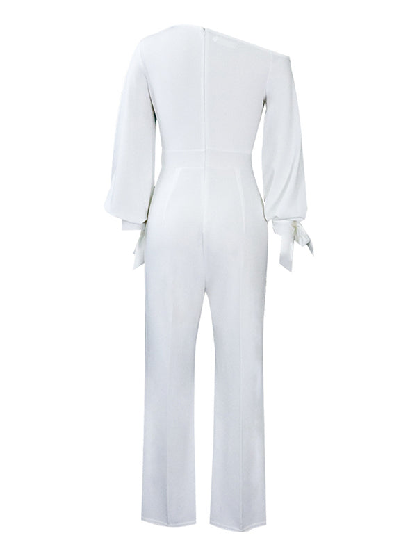 White Boat-Neck Jumpsuit