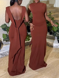 Solid Tied-Back Maxi Dress