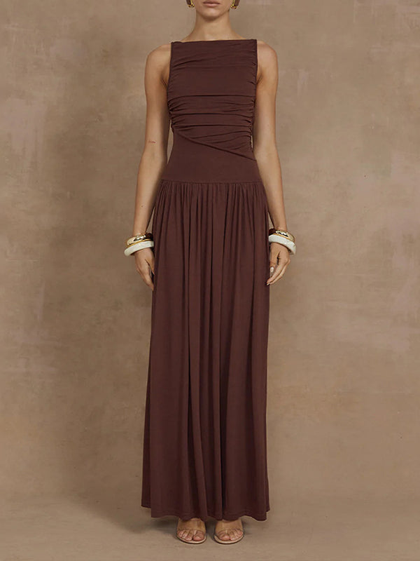 Ruched Sleeveless Maxi Dress