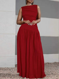 Ruched Sleeveless Maxi Dress