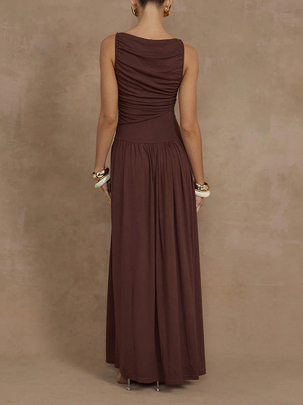 Ruched Sleeveless Maxi Dress